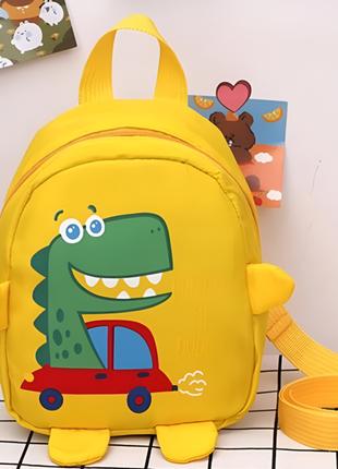Детский мультяшный мини-рюкзак с динозавром желтый, рюкзак для...