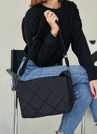Женская сумка черная сумка нейлоновая сумка пуховик сумка подушка