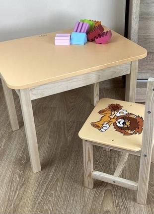 Дитячий стіл і стілець жовтий. для навчання, малювання, ігри. ...