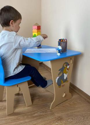 Детский стол! столик парта ,рисунок зайчик и стульчик детский
