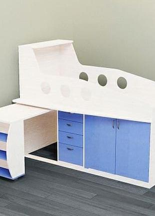 Ліжко для дитини з висувним столом, біле
