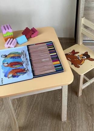 Стіл і стілець дитячі жовтий. для навчання, малювання, ігри. с...
