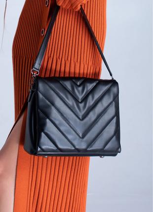 Женская сумка черная сумка стеганая сумка через плечо кроссбоди