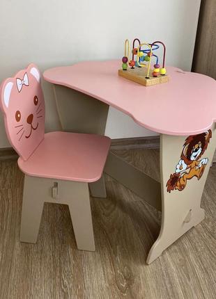 Детский стол!стол-парта с крышкой облачко и стульчик фигурный