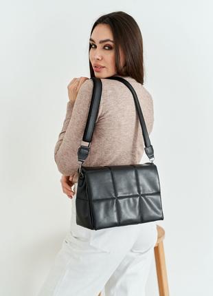 Женская сумка черная сумка через плечо стеганная сумка кроссбоди