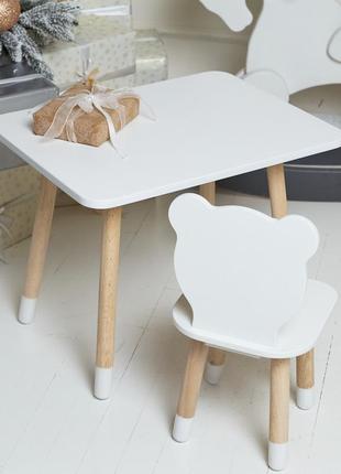 Белый столик и стульчик детский ведмежонок