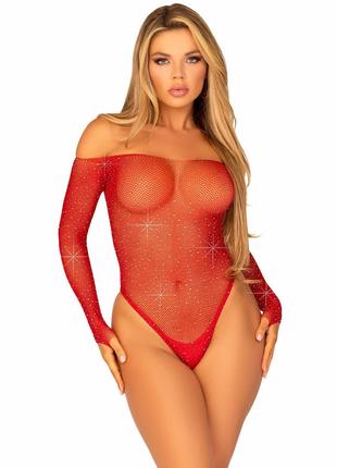 Боди Leg Avenue Crystalized fishnet bodysuit Red One Size 18+