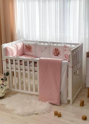 Комплект постельного белья для новорождённого пионы