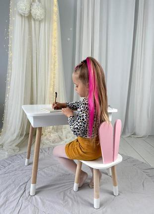 Детский столик и стульчик белый. столик с ящиком для карандаше...