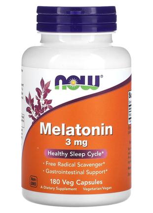 Мелатонин 3 мг Now Foods Melatonin для улучшения сна 180 капсул