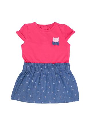 Платье для девочки комбинированое с бантиком 74 розовый-синий ...