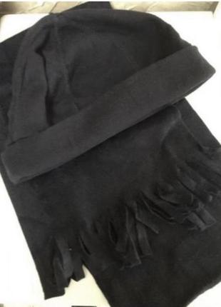 Шапка и шарфик черный комплект