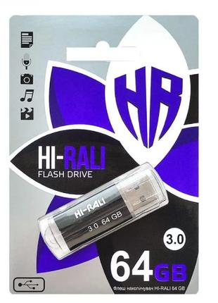 Флеш накопитель USB Hi-Rali на 64гб / скорость 3.0 / Черный