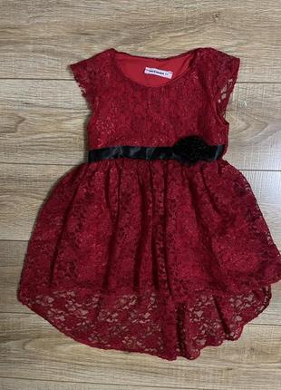 Платье на девочку 92/98 см насыщенный красный