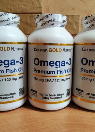 Омега-3 от California Gold Nutrition, в банке 240 капсул