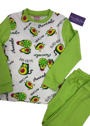 Пижама для девочки Авокадо Citcit рост 128 см Зеленая с белым ...