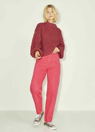 Качественные плотные розовые коттоновые джинсы mom high waist ...