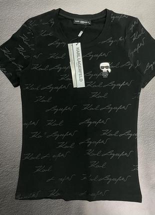 Женская футболка karl lagerfeld черного цвета