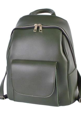 Жіночий рюкзак екошкіра зелений  (беж, рудий, чорний)