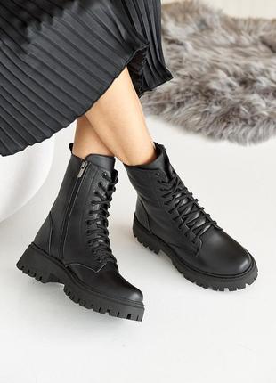 Женские ботинки кожаные зимние черные milord 1053