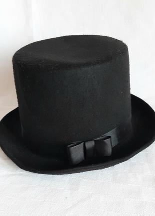 Шляпа высокий черный цилиндр карнавальная