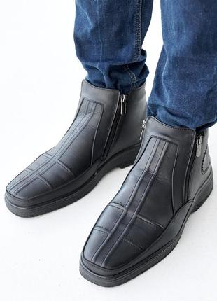 Мужские ботинки кожаные зимние черные walker 23