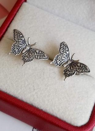 Серебряные серьги "бабочки винтаж"
