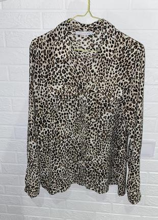Блуза в леопардовый принт, ведьмкого кроя, легкая блуза