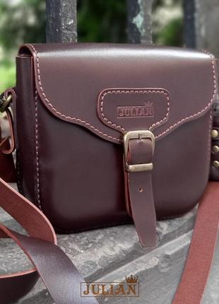 Кожаная винтажная сумочка "джулия" из натуральной кожи шоколад...