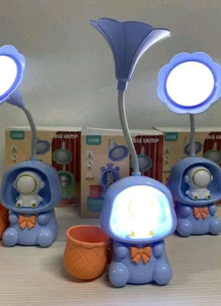 Дитяча настільна акумуляторна led лампа 3in1 rabbit blue