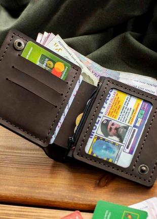 Мужское коричневый кошелек портмоне plastik с отделом под моне...