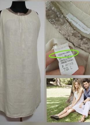 Розкішне натуральне базове лляне плаття з кишенями 100% льон п...