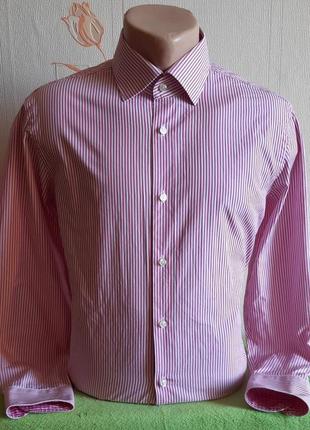 Стильная белая рубашка в розовую полоску tommy hilfiger tailor...