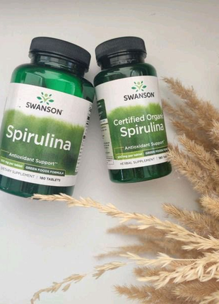 Swanson Certified Organic Spirulina Спіруліна, зелені водорості