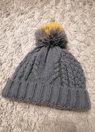 Серая шапка зимняя на мальчика-девочке 4-6р,104-116 см