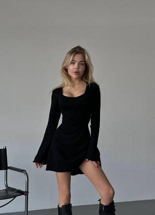 Коротка чорна сукня двостороння ангора