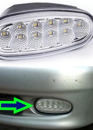 Противотуманная фара LED левая на авто Daewoo Lanos, Sens (чер...