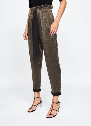 Золотые штаны  zara basic gold pants