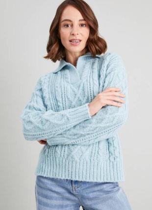 Объемный свитер поло батал