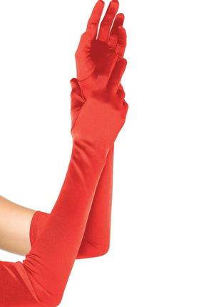 Довгі рукавички Leg Avenue Extra Long Satin Gloves red (секс-б...