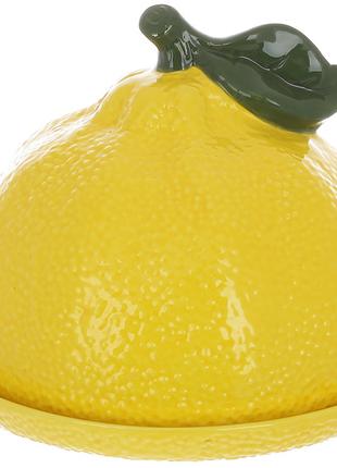 Масленка керамическая Lemon, D17*14см, цвет-жёлтый