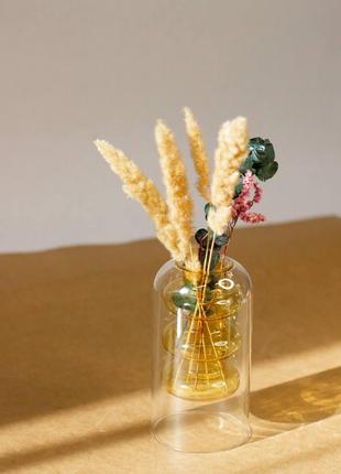 Стеклянная модная ваза для цветов и декора "Солнечное тепло", ...