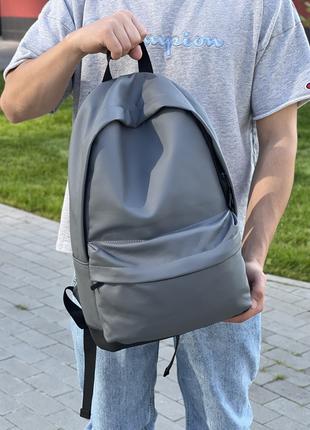 Стильный мужской городской рюкзак с эко-кожей city, серый цвет