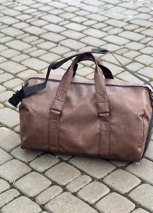 Спортивная / дорожная сумка с отделом для обуви 35L коричневая