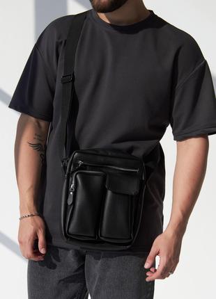 Мужская сумка – мессенджер, сумка через плечо, зернистая экокожа