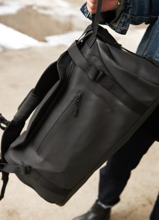Многофункциональная сумка-рюкзак черная с карманом для обуви 3...