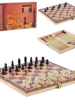 Шахматы деревянные шашки нарды 3в1, поле 24*24см, см. описание