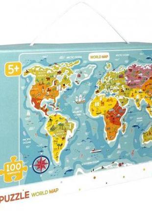 Пазлы "карта мира", 100 элементов (английский язык)