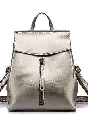 Бронзовий золотий срібний рюкзак-трансформер сумка зі шкіри на...