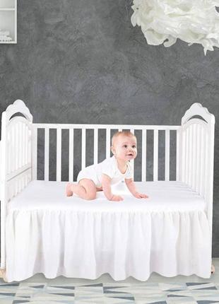 Белая юбка для детской кроватки с оборками от пыли